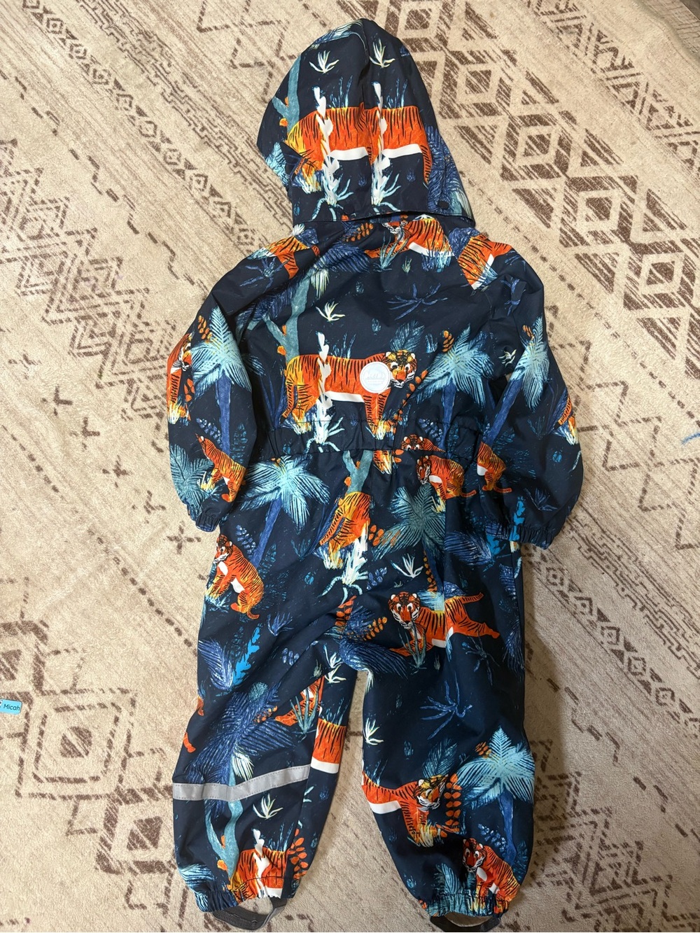 Lassie Kids Navy Blue Tiger Print Hooded One-Piece Splash Suit 3T - Picture 2 of 3